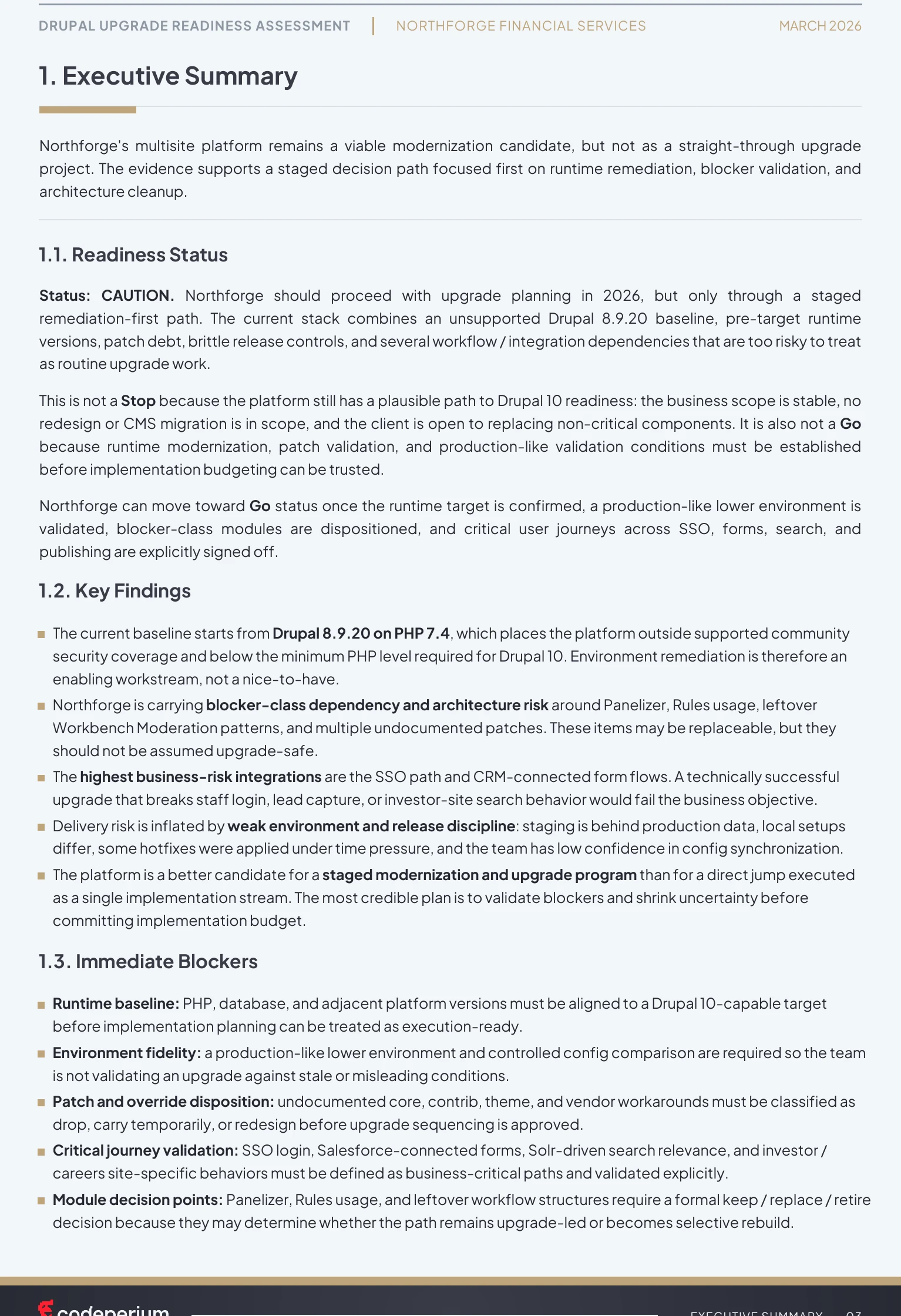 Drupal upgrade readiness assessment report cover